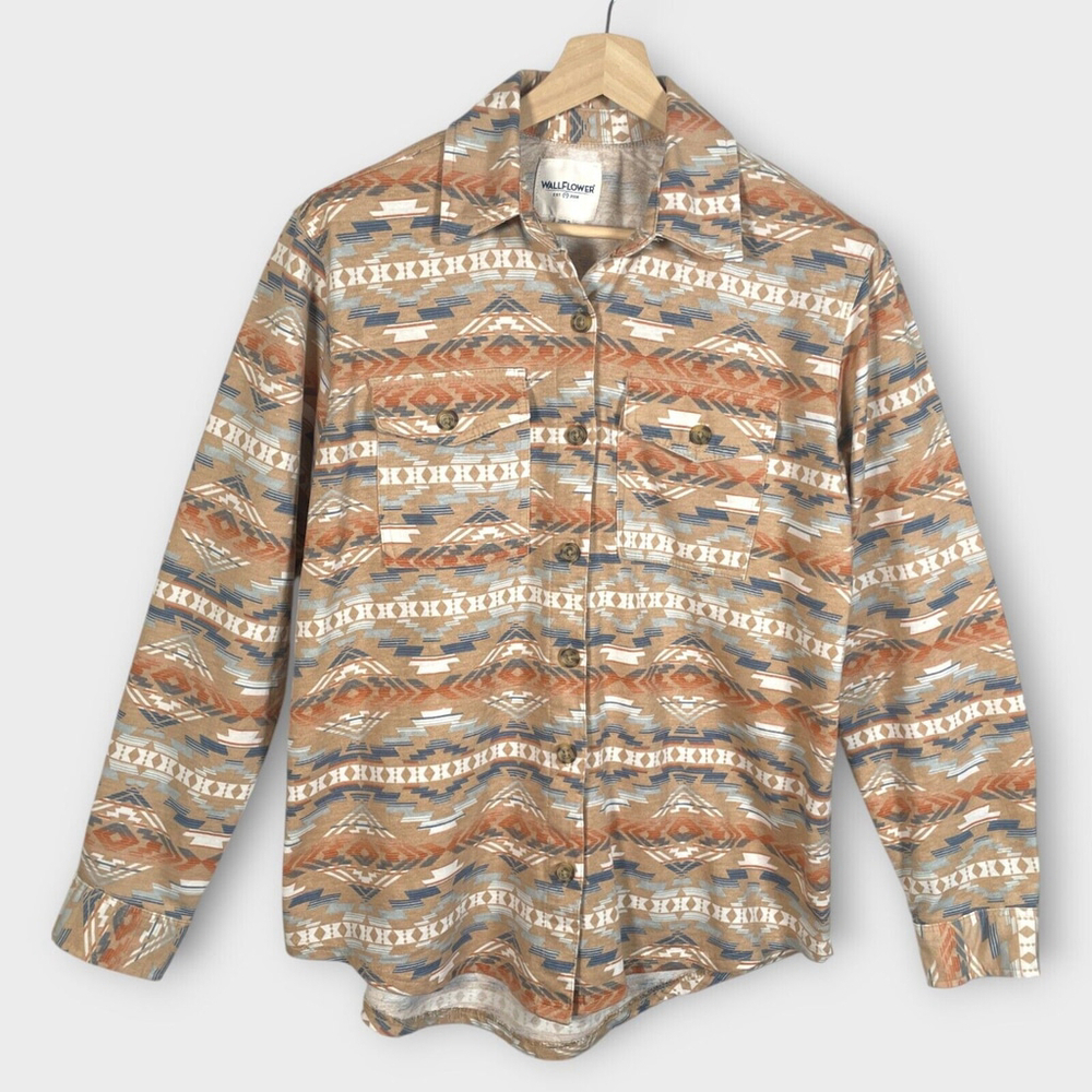 🦜 WALLFLOWER Western Button Up Shirt Woman's XL Doeskin Southwestern Cowboy